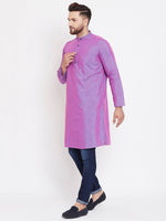 Purple Solid Linen Cotton Men's Kurta - Ria Fashions