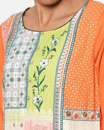Cotton Orange Printed Straight Kurta - Ria Fashions
