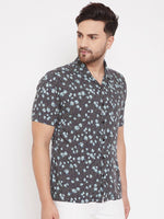 Black & Aqua Floral Casual Shirt - Ria Fashions