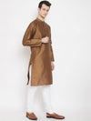 Brown Solid Silk Blend Men's Kurta - Ria Fashions