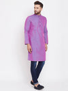 Purple Solid Linen Cotton Men's Kurta - Ria Fashions