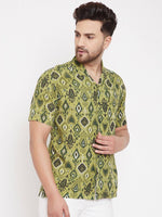 Leaf Green Printed Summer Casual Shirt - Ria Fashions
