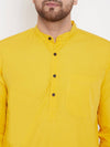 Yellow Solid Cotton Men's Kurta Set - Ria Fashions