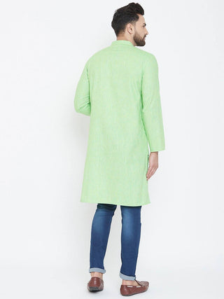 Sage Green Solid Cotton Men's Kurta - Ria Fashions