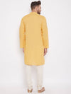Yellow Men's Cotton Pintuck Kurta Full Sleeves - Ria Fashions
