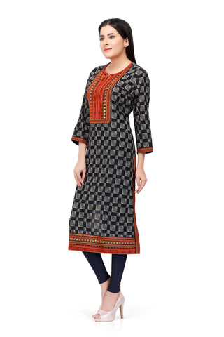 Readymade Sabhyata Black Cotton Printed Kurti - Ria Fashions