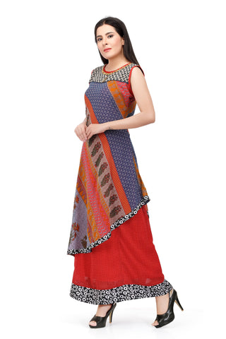 Sabhyata Multicoloured Chiffon Printed Kurti - Ria Fashions