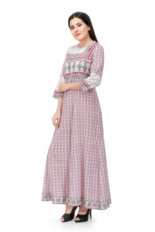 Readymade Sabhyata Light Pink Cotton Printed Kurti - Ria Fashions
