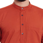 Orange Solid Cotton Men's Kurta - Ria Fashions