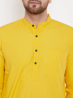 Yellow Long Cotton Men's Kurta - Ria Fashions