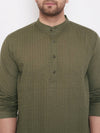 Green Men's Kurta Cotton Pintuck Full Sleeves - Ria Fashions