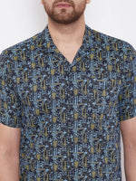Blue Printed Summer Casual Shirt - Ria Fashions