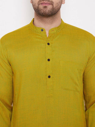 Yellow Solid Viscose Rayon Men's Kurta - Ria Fashions