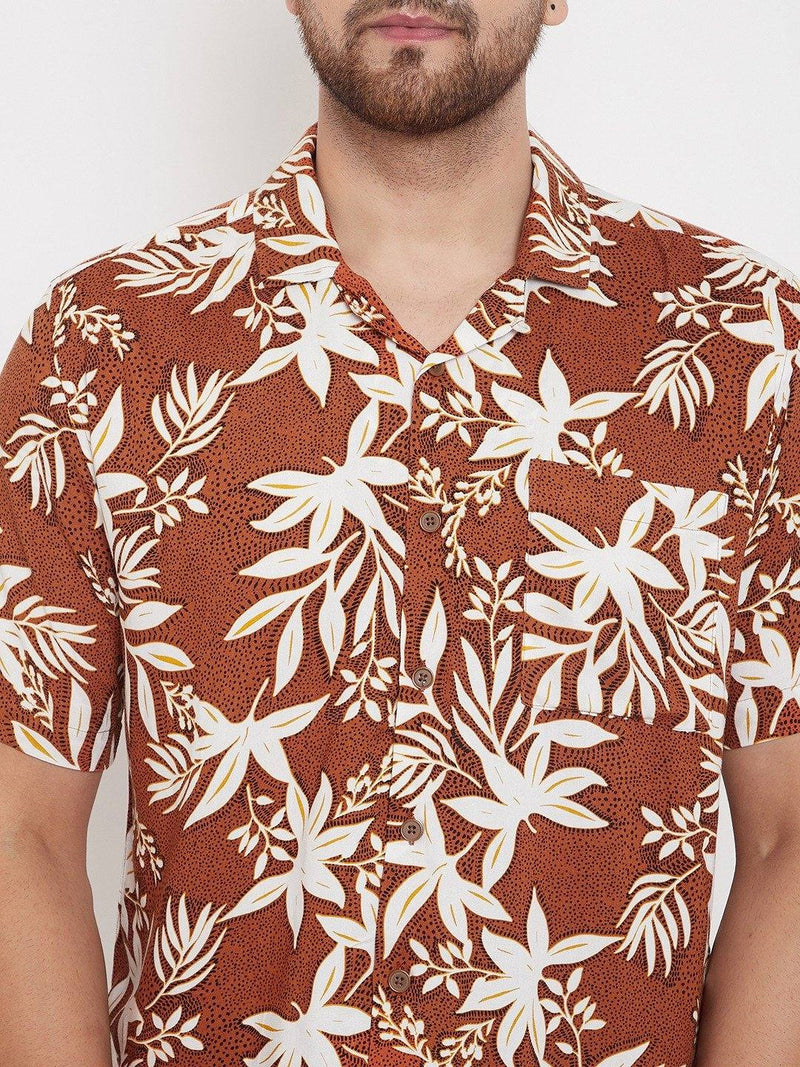 Orange Hawaiian Casual Shirt - Ria Fashions