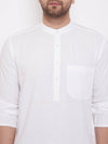 White Geometric Print Cotton Blend Men's Kurta - Ria Fashions