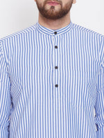 Blue Stripes Cotton Men's Kurta - Ria Fashions