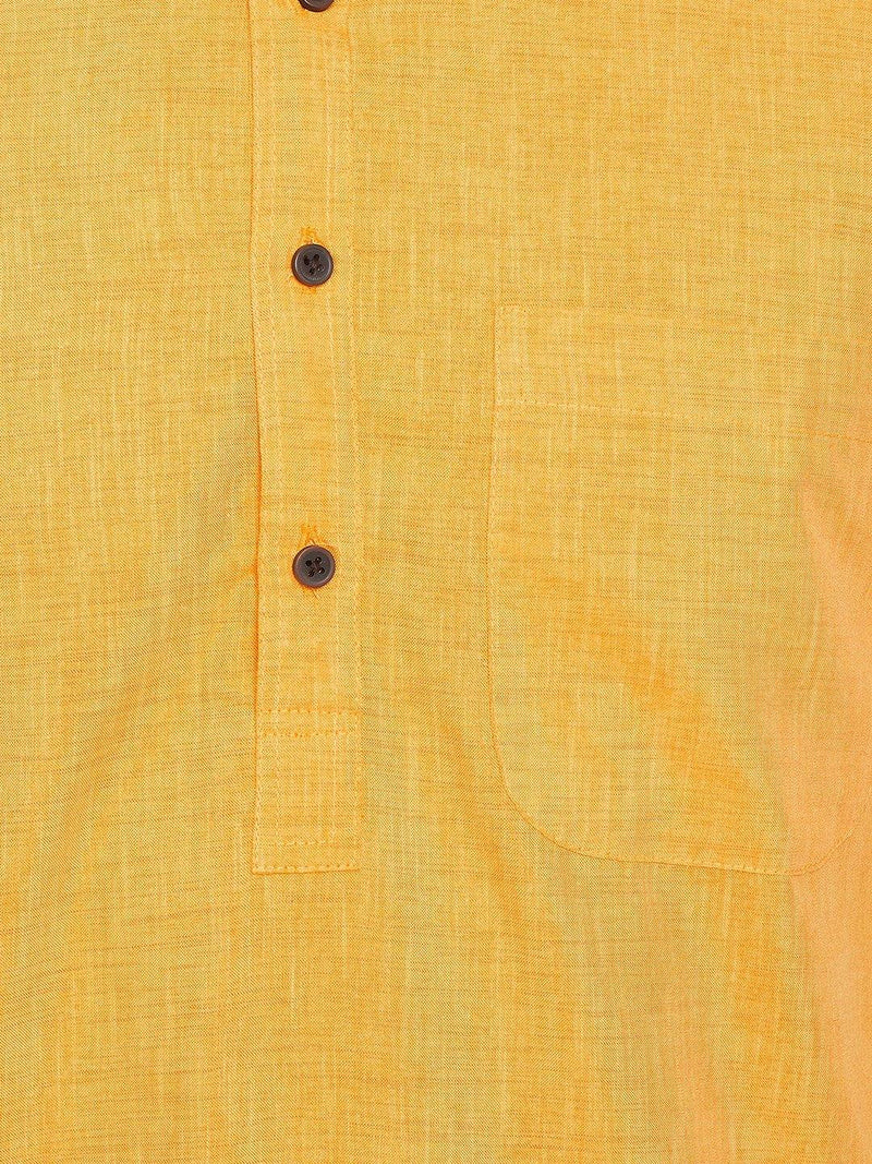 Yellow Solid Linen Cotton Men's Kurta - Ria Fashions