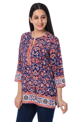 Multi Colored Printed Modal Silk Tunic - Ria Fashions