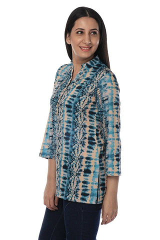 Aqua Printed Modal Silk Tunic - Ria Fashions