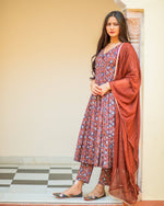 Bagru Print Brown Colored Dress Set - Ria Fashions