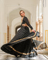 Black Bandhani Modal Silk Lehenga Set with Sitara work - Ria Fashions