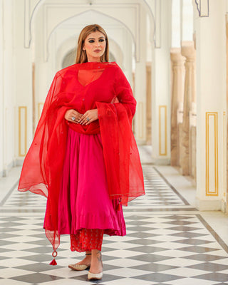 Pant Set Anarkali Style with Modal Embroidery - Rani - Ria Fashions