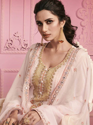 Pale Pink Embroidered Salwar - Ria Fashions