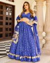 Navy Blue Bandhani Modal Silk Lehenga Set with Sitara work - Ria Fashions