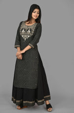Cotton Black Embroidered Sharara Set - Ria Fashions