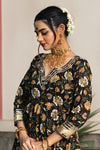 Brown Cotton Hand block Print Anarkali Suit Set - Ria Fashions