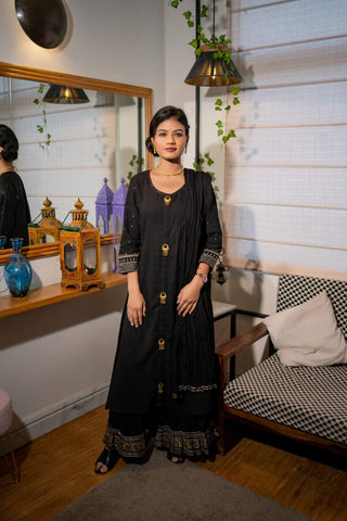 Cotton Black Sharara Set - Ria Fashions