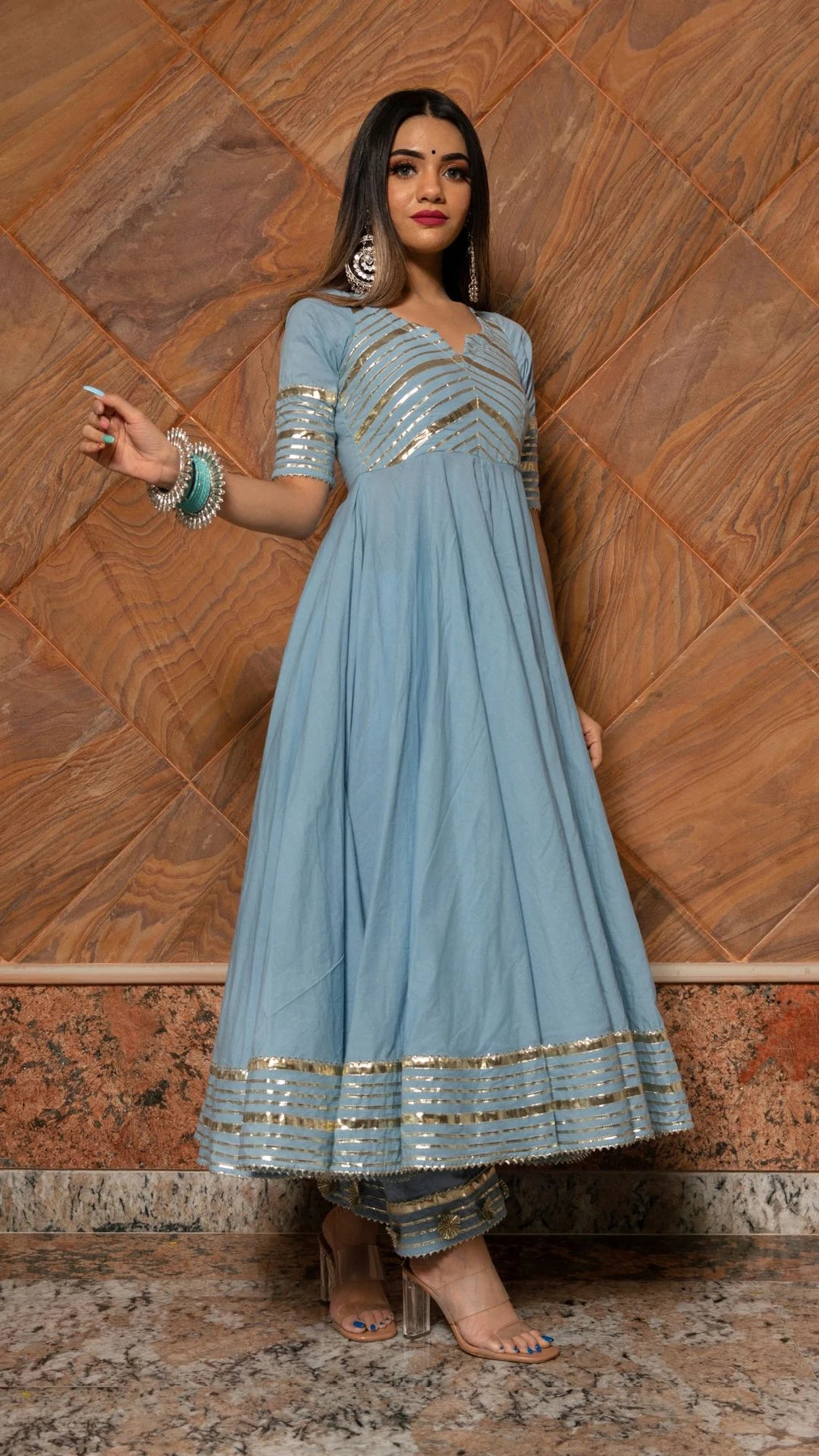 Blue Cotton Anarkali Suit Set | Anarkali Suit Set in USA Ria Fashions Blue Cotton Anarkali Suit Set | Anarkali Suit Set in USA Ria Fashions