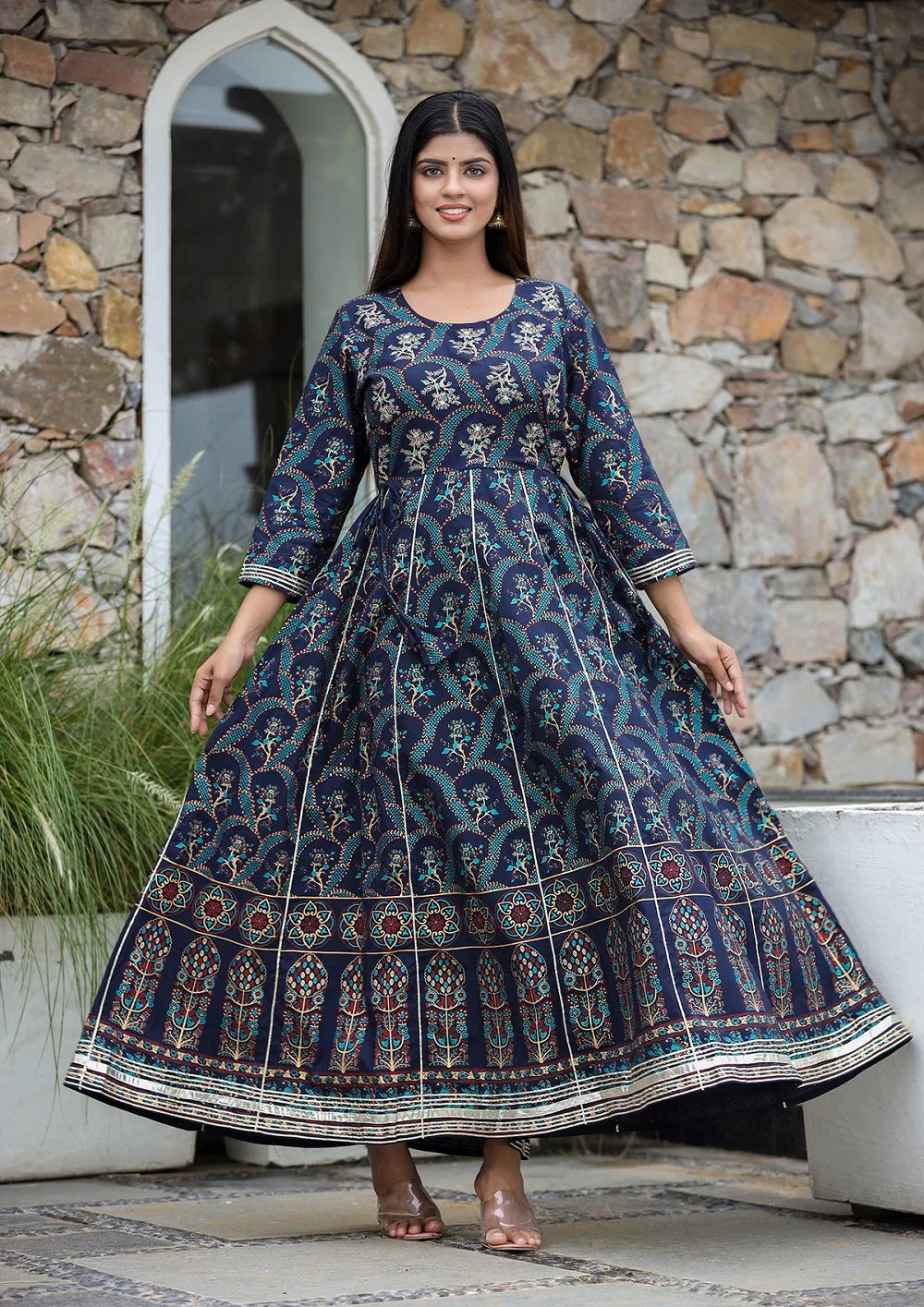 White sanganeri tier dress - Byhand I Indian Ethnic Wear Online I  Sustainable Fashion I Handmade Clothes