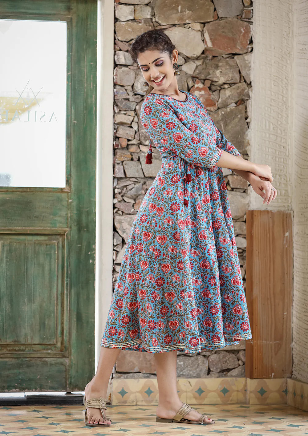 Bunaai Fit & Flare Cotton Maxi Ethnic Dresses - Price History