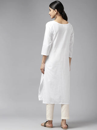 White Cotton Embroidered Chikankari Kurta