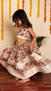 Cotton Slub Off White Floral Print Sharara Set with Soft Net Dupatta