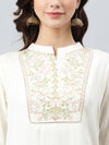 Rayon Cream Embroidered Top/Tunic - Ria Fashions