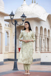 Modal Silk Green Floral Print Suit Set with Dupatta - Ria Fashions