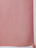 Pink Georgette Foil Lines Kurta Dupatta with Cotton Chudidar