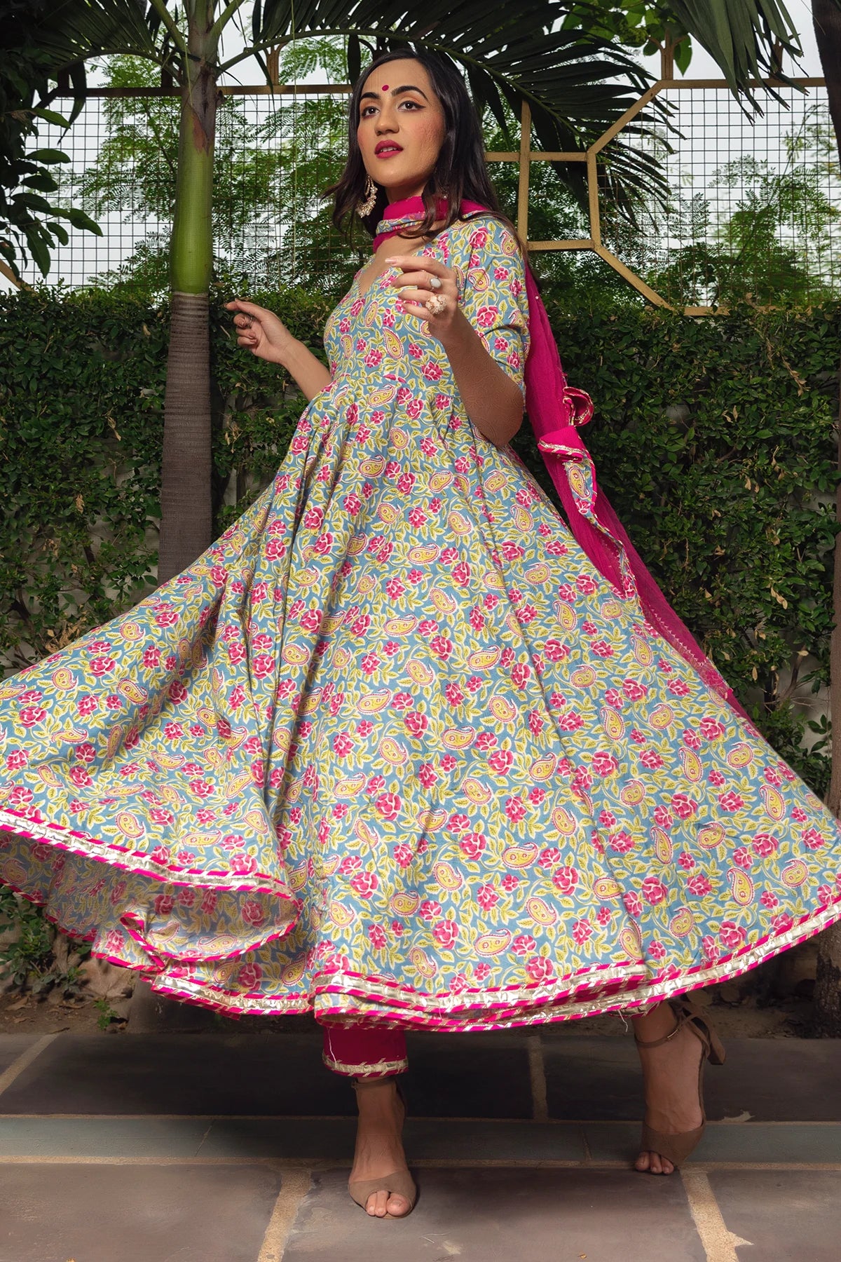 Buy Multi Colour Digital Print Engagement Readymade Anarkali Salwar Suit  Online