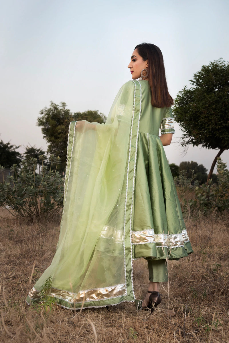 Taffeta Silk Anarkali Suit Set with Dupatta - Ria Fashions
