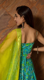 Cotton Green Printed Anarkali Suit Set - Ria Fashions