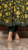 Green Cotton Hand Block Print Anarkali Suit Set - Ria Fashions