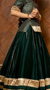 Solid Dark Green Cotton Silk Lehenga Set - Ria Fashions