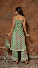 Cotton Green Floral Print Suit Set with Soft Net Dupatta