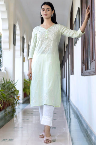 Cotton Light Embroidered Chikankari Suit Set with Dupatta