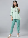 Rayon Light Green Embroidered Top/Tunic - Ria Fashions