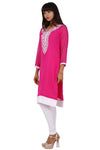 Ready Made Party Wear Pink Georgette Work Kurti - Ria Fashions