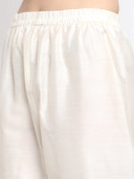 Cotton Silk Ivory Foil, Gota & Zari Detailing Kurta with Solid Palazzo Pants
