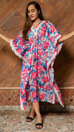 Chiffon Multi Color Printed Kaftan Style Dress